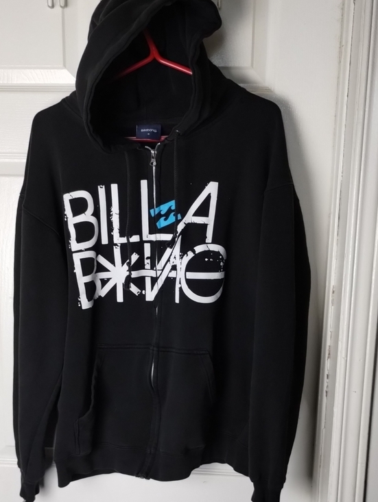 Billabong Other - Vintage Billabong Black Zip-Up Hoodie with White Logo and Blue Accent. Size Med